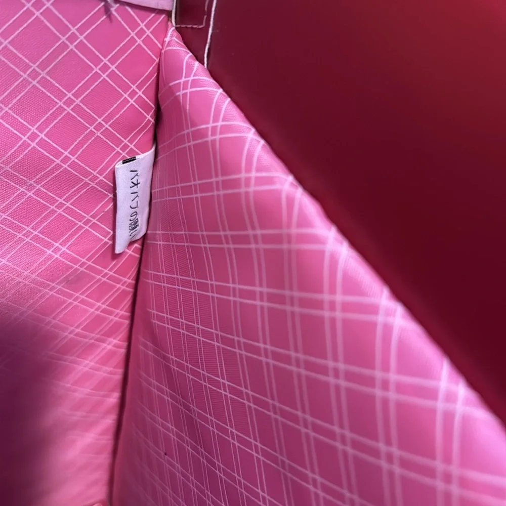 Red Japanese School Bag with pink trim and reflective stripes. - Picture 13 of 13